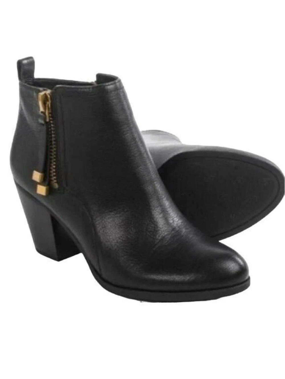 Title:
Franco Sarto Diana Dual Zip Leather Ankle Booties Black Size 10